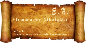 Eisenberger Nikoletta névjegykártya